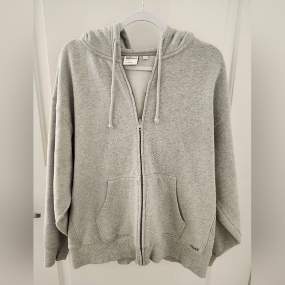 TNA Light Gray Zip-Up Sweater